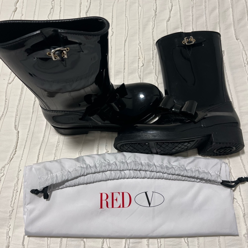 RED Valentino Black Glossy Winter Boots